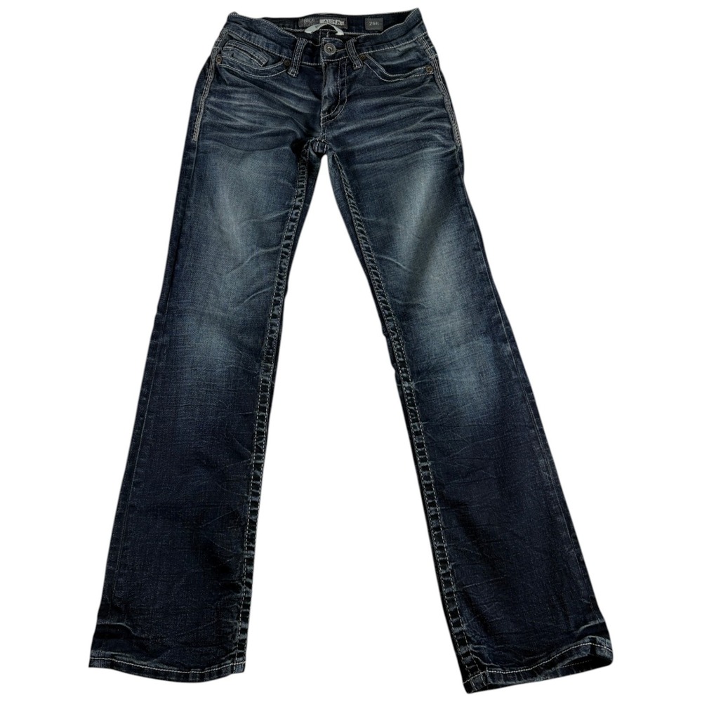 Buckle BKE Aiden Bootleg‎ Jeans Mens 26 Blue Denim Low Rise Whiskered Distressed